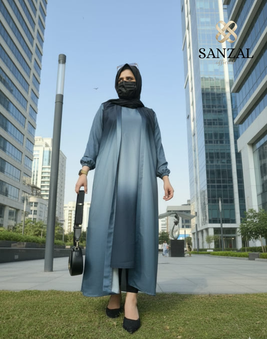 Tie-and-Dye Front-Open Turkish Abaya A004