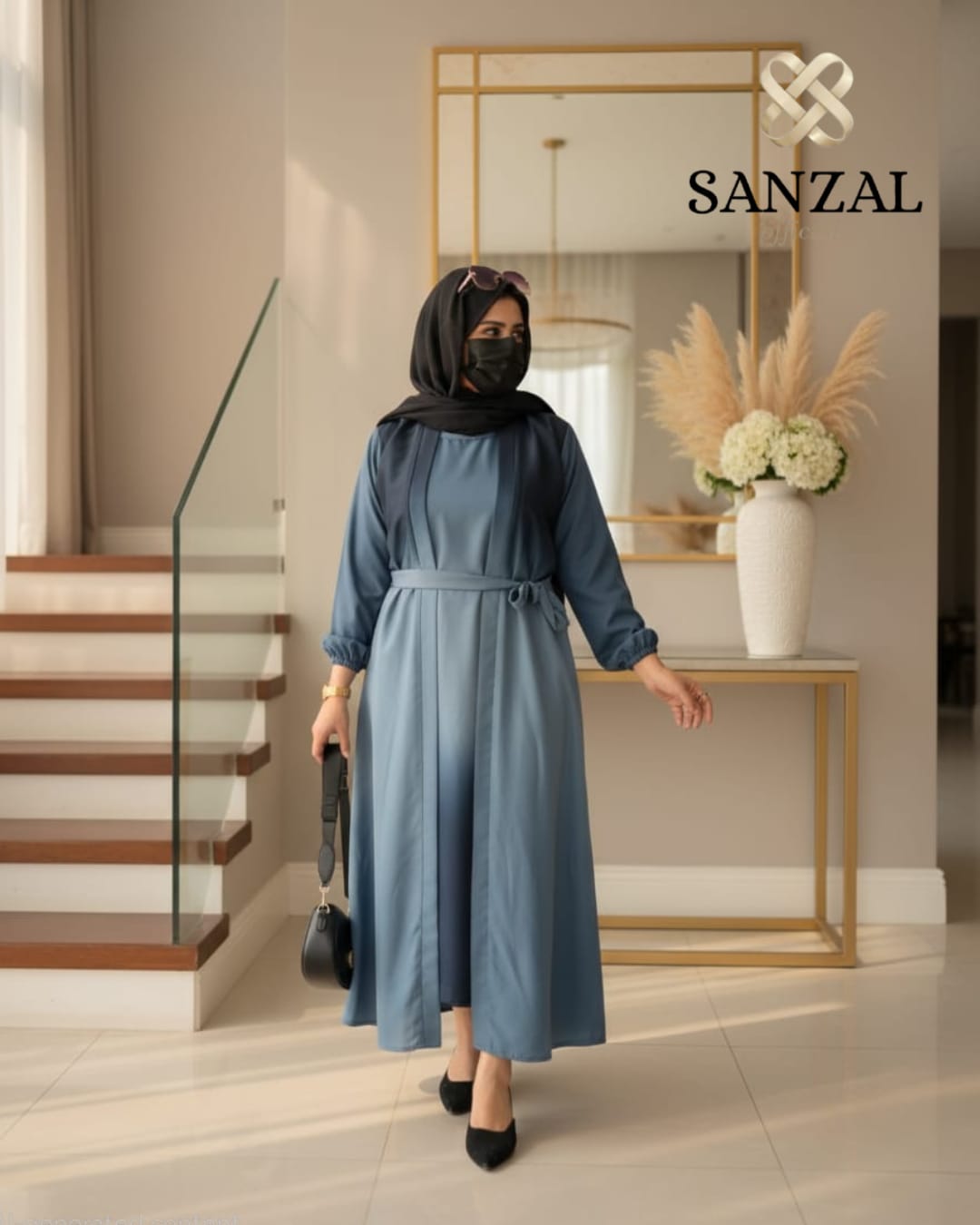 Tie-and-Dye Front-Open Turkish Abaya A004