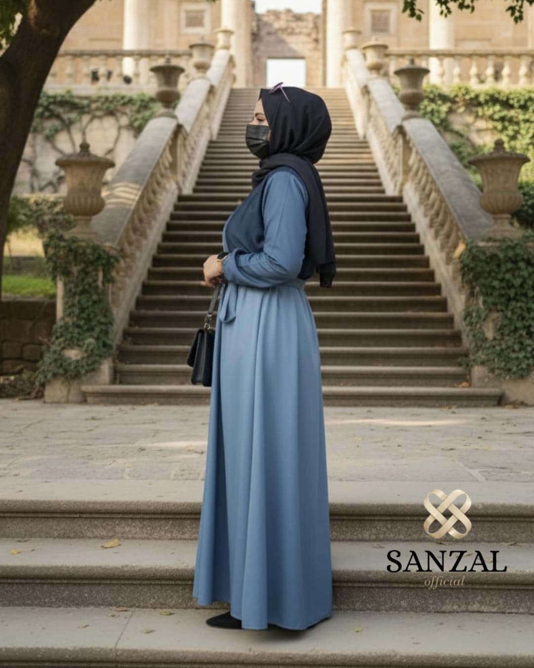 Tie-and-Dye Front-Open Turkish Abaya A004