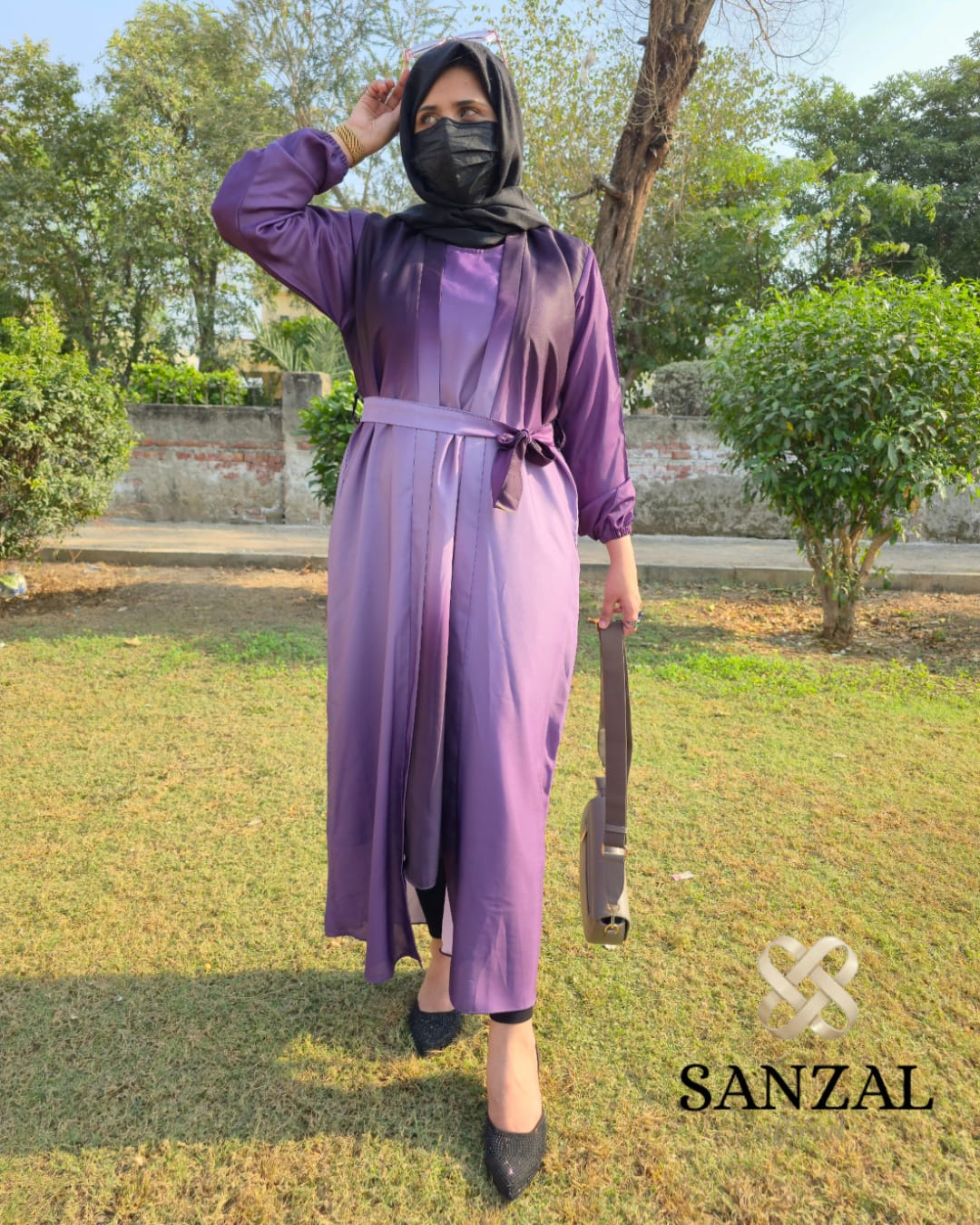 Tie-and-Dye Front-Open Turkish Abaya A003