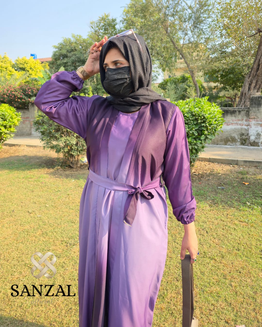 Tie-and-Dye Front-Open Turkish Abaya A003