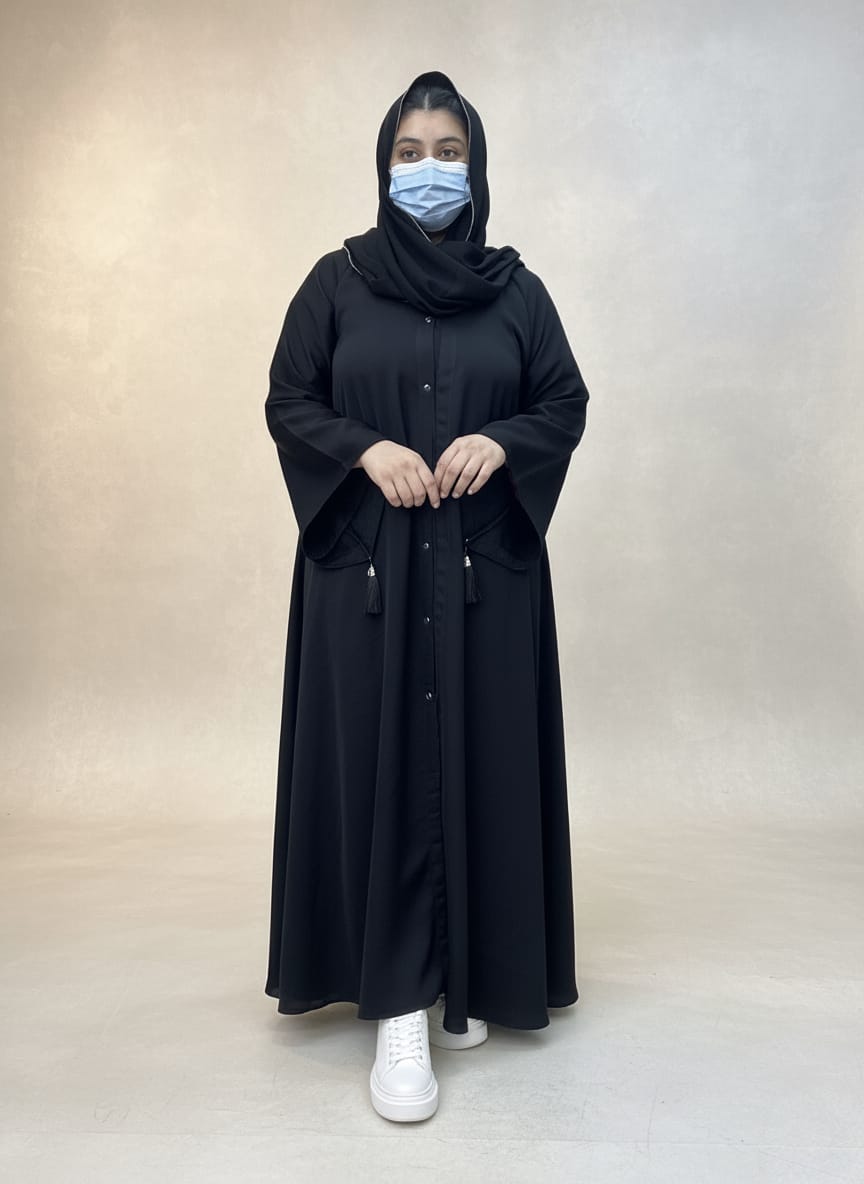 Black Tassel Abaya A005